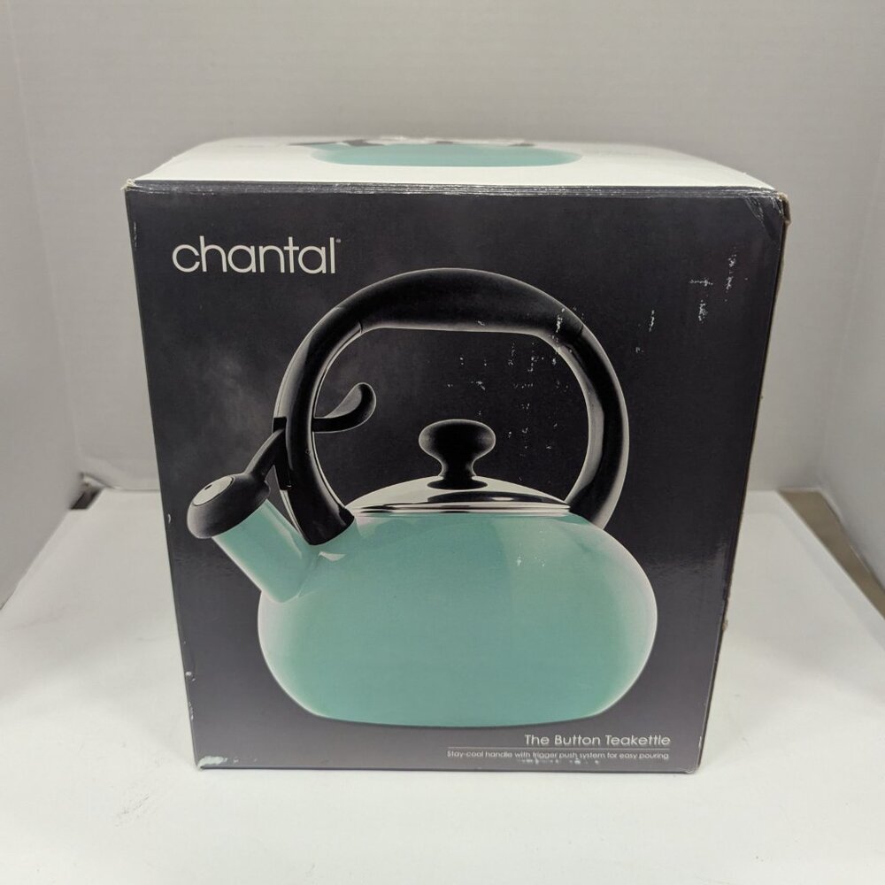 Chantal 1.8 QT Aqua Button Whistling Kettle – Enamel on Carbon Steel